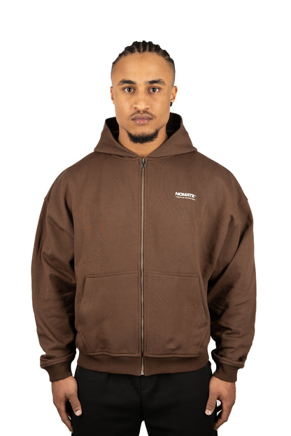 OVERSIZE ZIP HOODIE BROWN