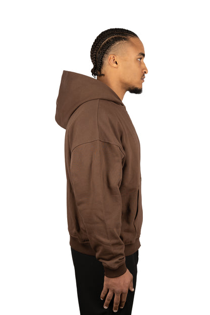 OVERSIZE ZIP HOODIE BROWN